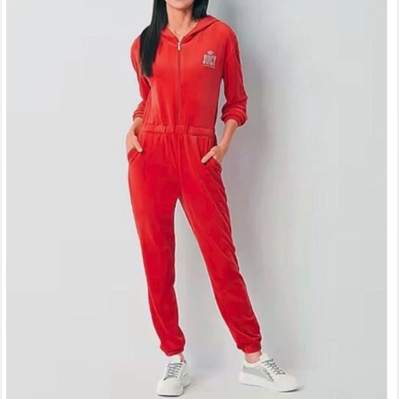 Juicy Couture Pants - Juicy Couture Vibrant Red Hooded Jumpsuit